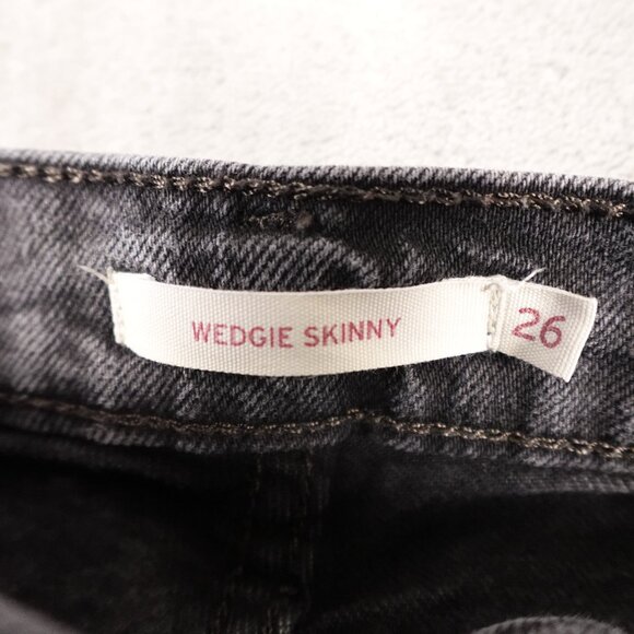 Levi's Jeans Wedgie Skinny women's 26 vintage black red tab button fly denim - Picture 3 of 14